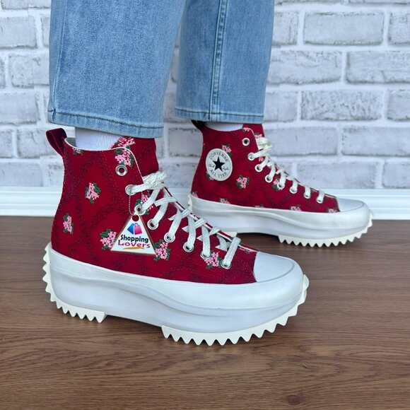 ❤️CONVERSE Run Star Hike Hi Platform Rose Cross Stitch 11 Womens Sneaker A14885C - Picture 3 of 13